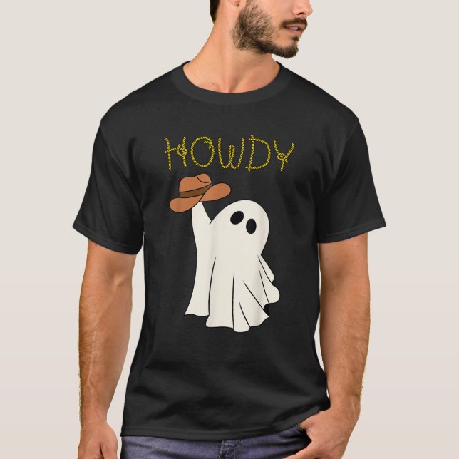 T-shirt Western Cowboy Ghost Howdy Cute Country Halloween  (Devant)
