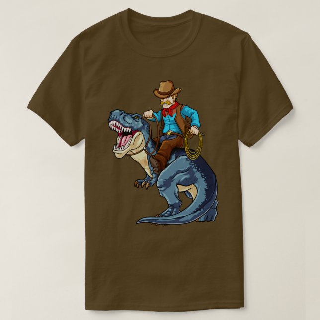 T-shirt Western Cowboy Riding T Rex Dinosaur Wild West Din (Design devant)