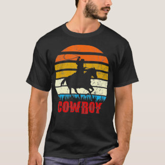 T-shirt Western Cowboy Rodeo Horse Style rétro Soleil Vint