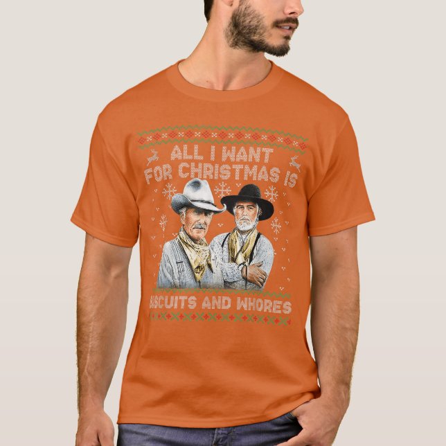 T-shirt Western Cowboys Biscuits and Whores Christmas Quot (Devant)