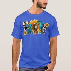 T-shirt Western Faith Cow Farm Christian Sunflower Jesus L