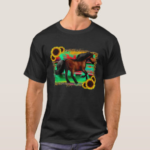 T-shirt Western Horse Serape Sunflower Cowgirl Texas Rode