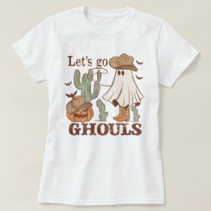 T-shirt Western Howdy Citrouille Ghost Cowboy Let's Go Gho
