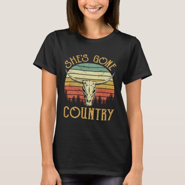 T-shirt Western Howdy Rodeo Cowhide She's Gone Country Mus (Devant)