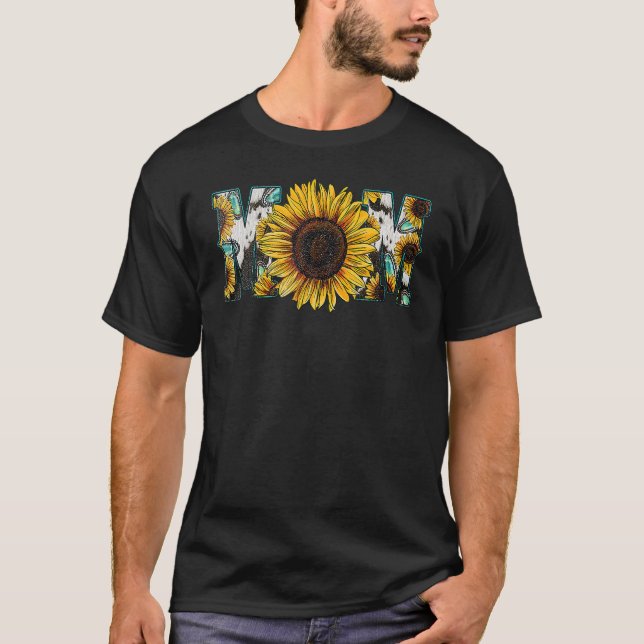 T-shirt Western Pays Texas Maman Grotte de vache Tournesol (Devant)
