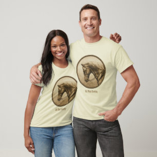 T-shirt Western Ranch Horse Vieux Photo Sepia