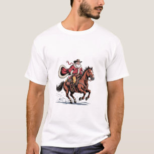 T-shirt Western Riding Rodeo Horse Cowboy Père Noël Noël