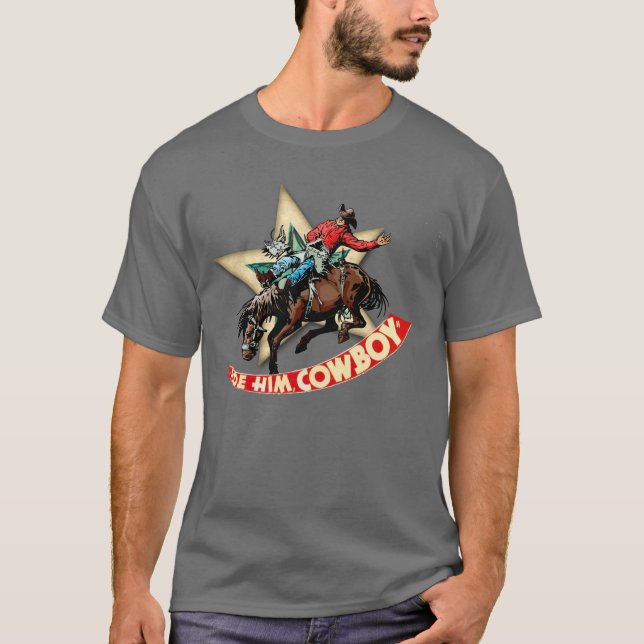 T-shirt Western Rodeo Cowboy Bronc Rider "em Cowboy (Devant)