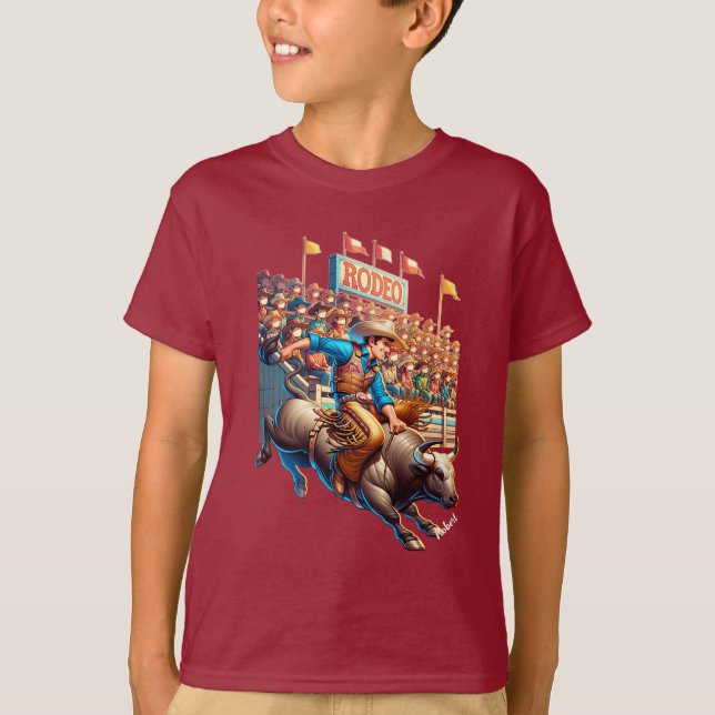 T-shirt Western Rodeo Cowboy Bull Riding Custom (Devant)