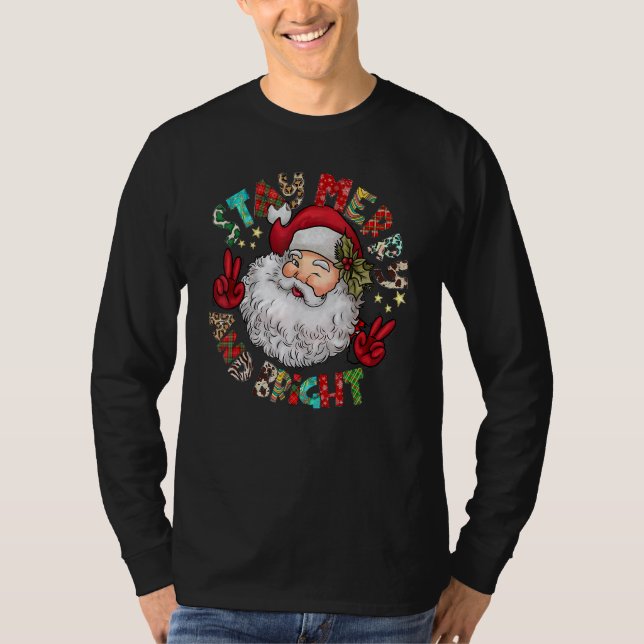 T-shirt Western Stay Merry And Bright Santa Claus Hippie C (Devant)