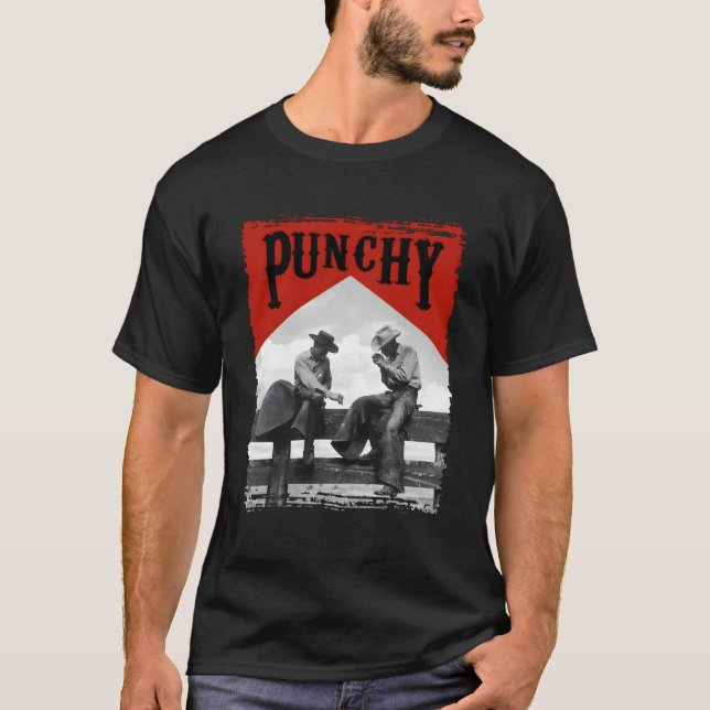 T-shirt Western Texas Cow Horse Rodeo Punchy Cow Ers (Devant)
