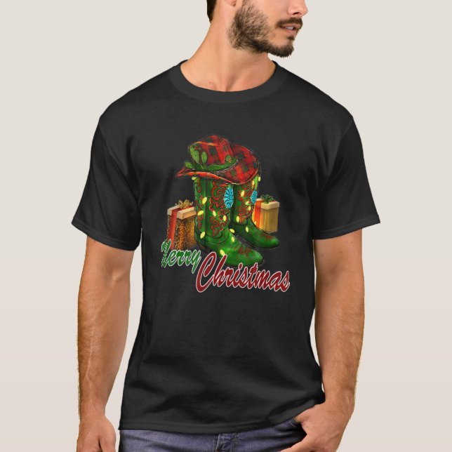 T-shirt Western Texas Cowboy Boots Casquette Joyeux Noël v (Devant)