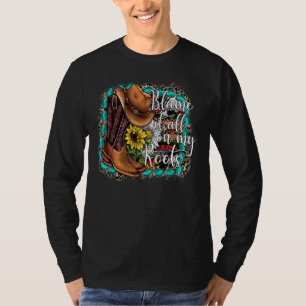 T-shirt Western Turquoise Serape Tournesol Blâmer Tout Sur