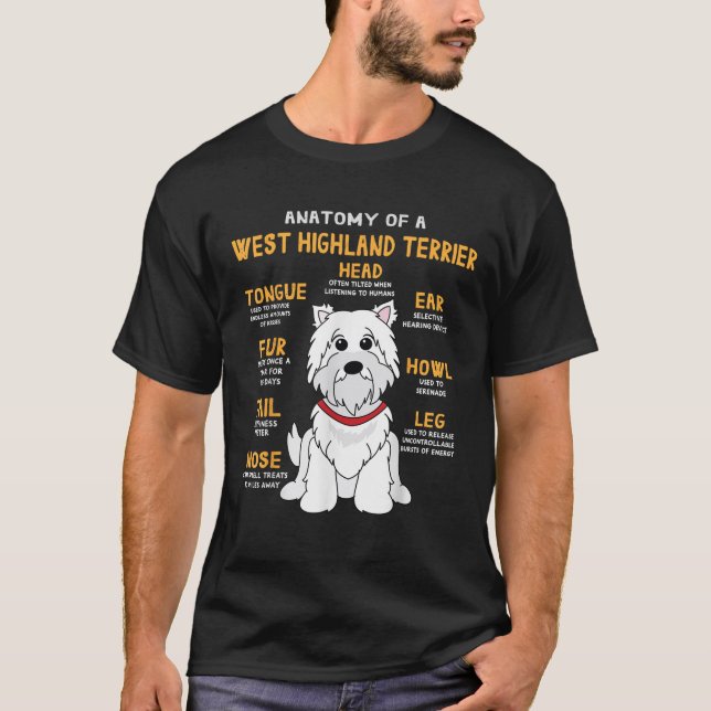 T-shirt Westie Highland Terrier Anatomie Funny Chien Maman (Devant)