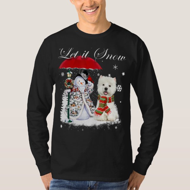 T-shirt Westie Père Noël Chien Noël Snowman Xmas Pyjama (Devant)