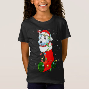 T-Shirt Westie sapin de Noël Westie Santa Hat Lights Noël