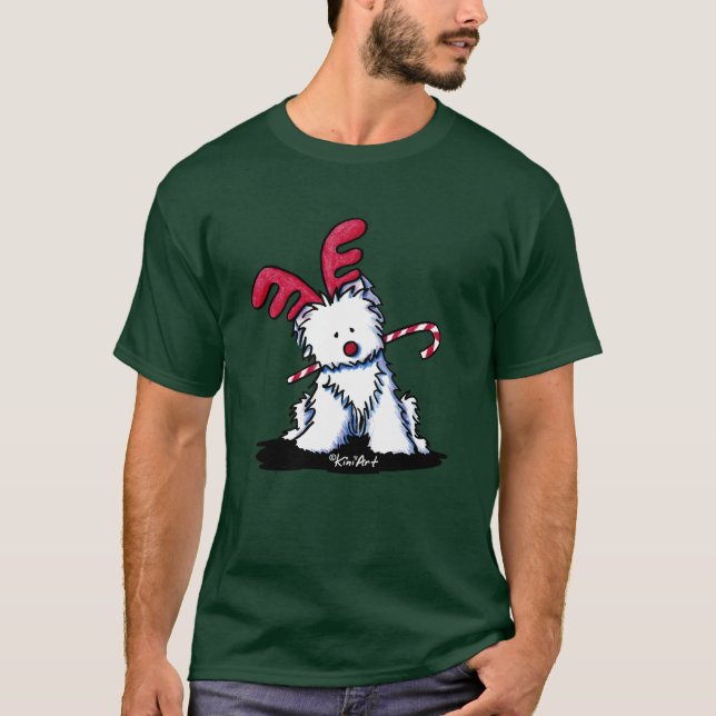 T-shirt Westie Terrier Renne Foncé (Devant)