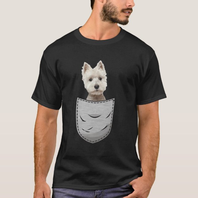 T-shirt Westie White Highland Terrier Poche Pour Propriéta (Devant)