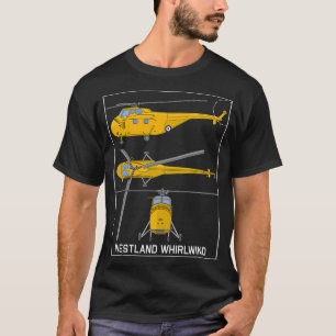 T-shirt Westland Whirlwind British Yellow Helicopter Diagr