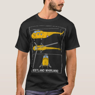 T-shirt Westland Whirlwind British Yellow Helicopter Diagr
