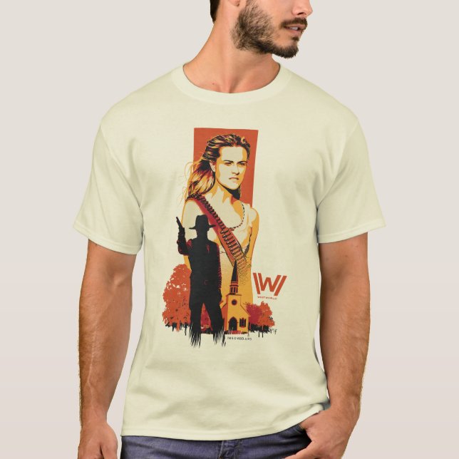 T-shirt Westworld | Wyatt & Man en noir à l'église blanche (Devant)