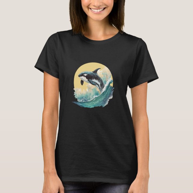 T-shirt Whale Orca Marine Sea Retro Summer (Devant)