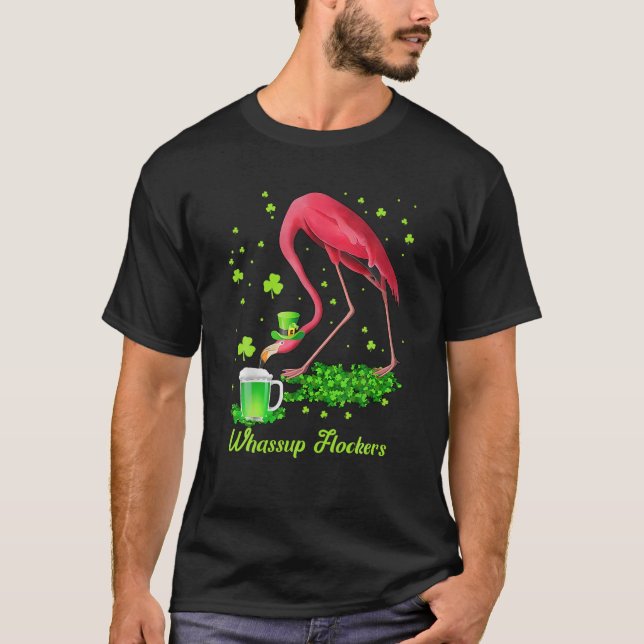 T-shirt Whassue Flockers Lucky Irish Flamant rose (Devant)