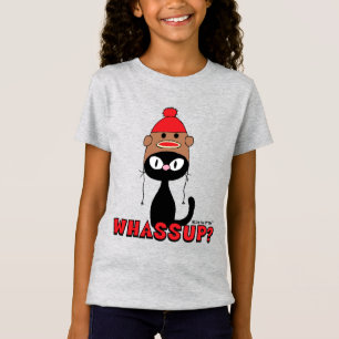 T-Shirt WHASSUP ? Chat de dessin avec Casquette de singe d