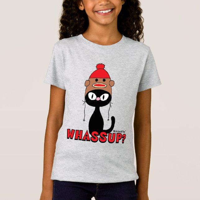 T-Shirt WHASSUP ? Chat de dessin avec Casquette de singe d (Devant)