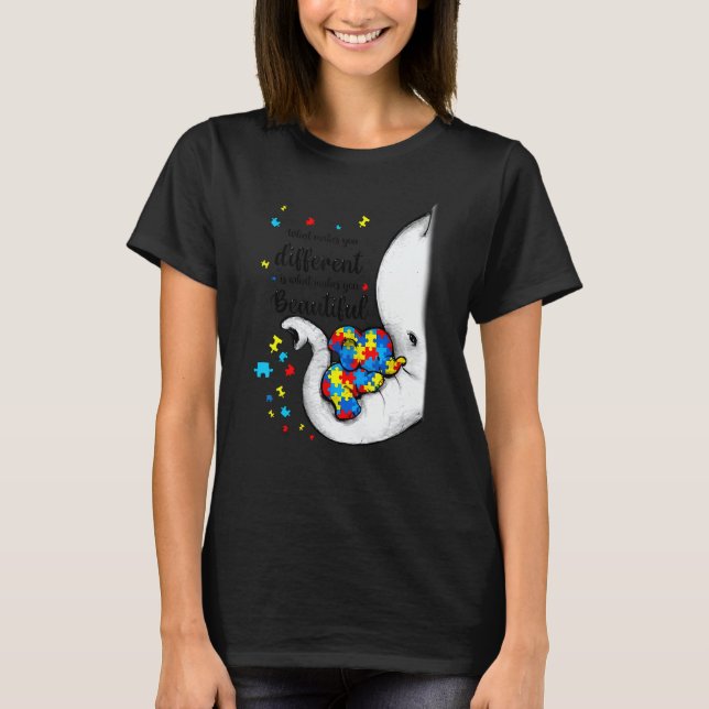 T-shirt What Makes You Different Elephant Mom Autism Child (Devant)