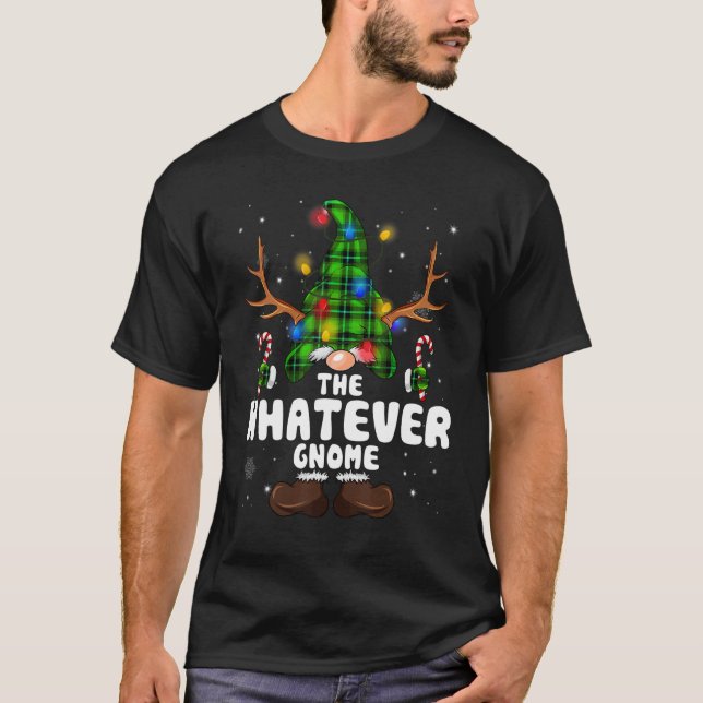T-shirt Whatever Gnome Reindeer Christmas Lights Pajama Fa (Devant)