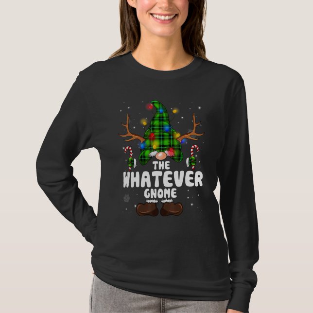 T-shirt Whatever Gnome Reindeer Christmas Lights Pajama Fa (Devant)