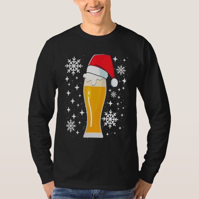 T-shirt Wheat Beer Wheat Beer with Christmas Hat  Beer Dri (Devant)