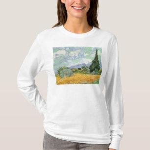 T-shirt Wheatfield de Vincent van Gogh avec des cyprès,