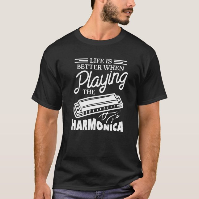 T-shirt When Playing The Harmonica Harmonicist (Devant)