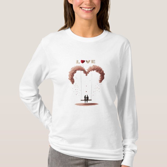 T-shirt Where Love Gently Falls Petals Between Two Hearts  (Devant)