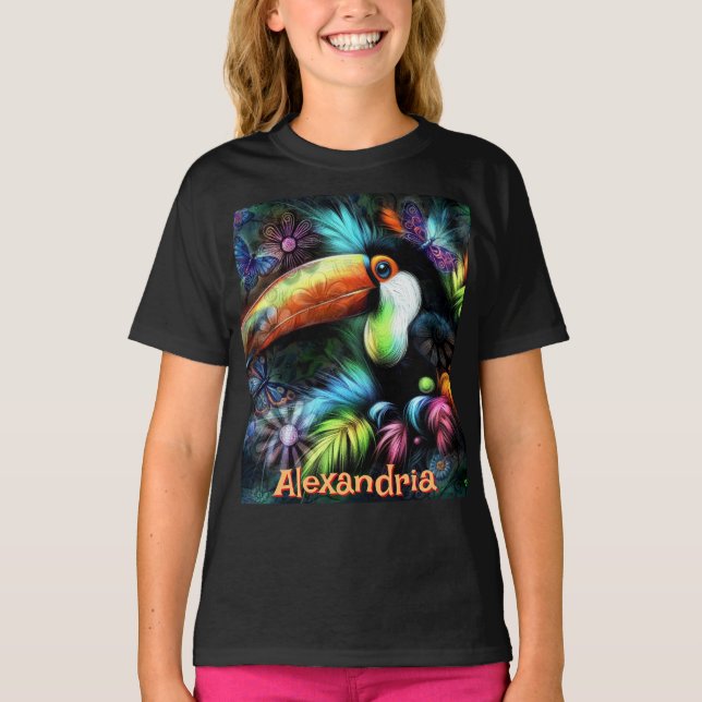 T-shirt Whimsical Abstract Toucan Bird Personalized (Devant)