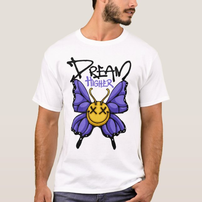 T-shirt Whimsical Butterfly With Smile Streetwear (Devant)