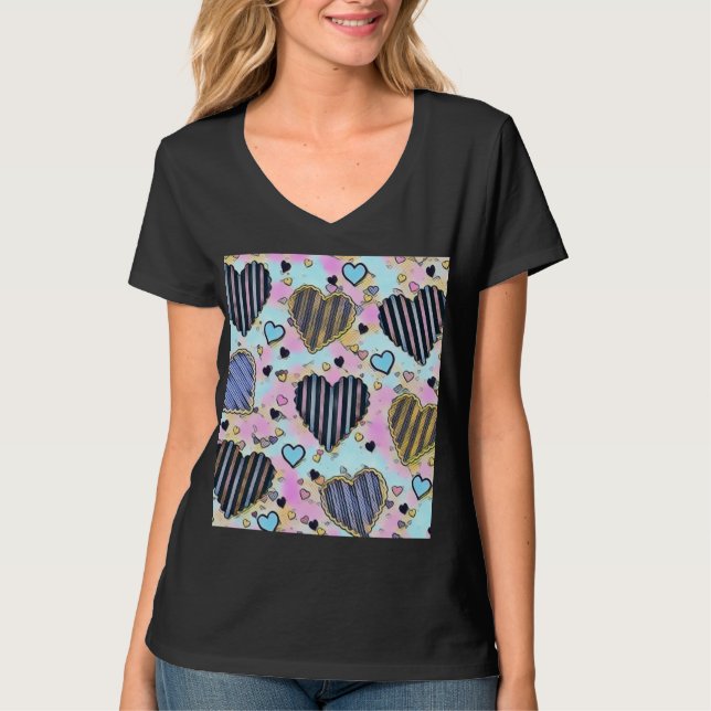 T-shirt Whimsical coeurs mignons dessin coloré (Devant)