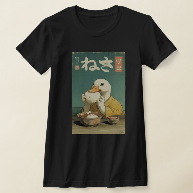 T-shirt Whimsical Duck Eating Japanese Vintage  (Poser)