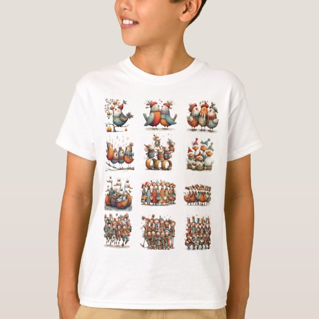 T-shirt Whimsical Funny 12 Jours de Noël Garçons (Devant)