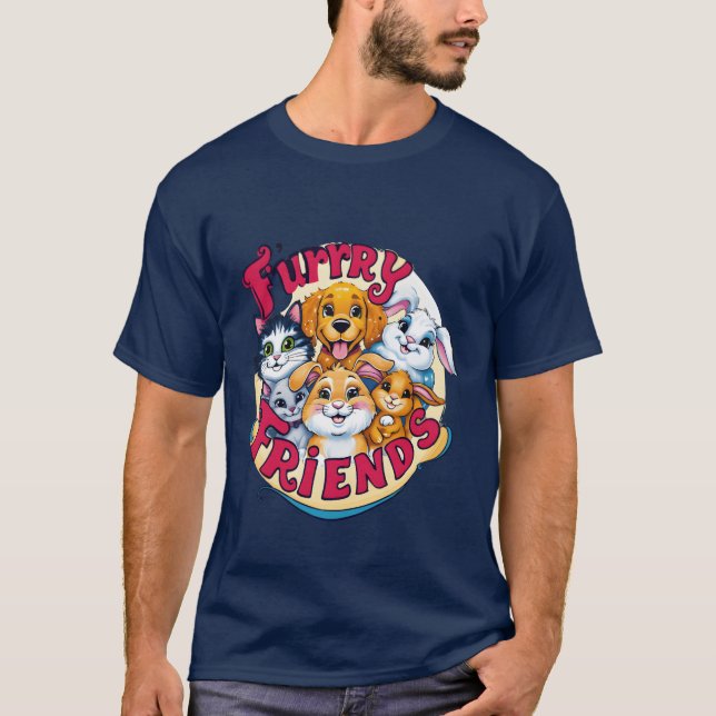 T-shirt Whimsical Furry Friends Vibrant Animaux de compagn (Devant)