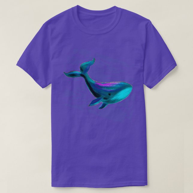 T-shirt Whimsical Happy Cute Blue Whale (Design devant)