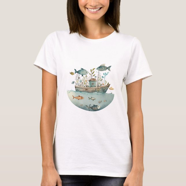 T-shirt Whimsical Houseboat (Devant)