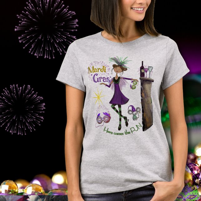 T-shirt Whimsical Mardi Gras Best Friend Shirt Purple  (Whimsical Mardi Gras Best Friend Shirt Purple )