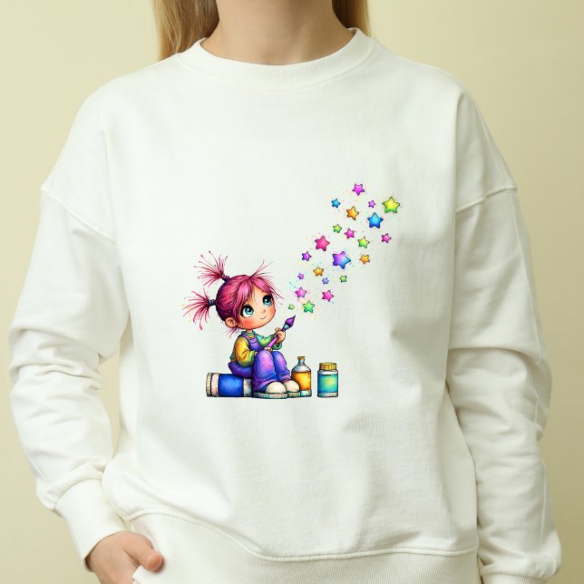 T-Shirt Whimsical Rainbow Star Painter Girl (baloon)