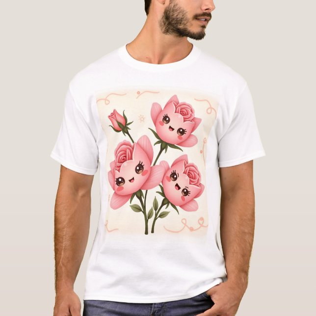 T-shirt Whimsical Rose Buddies (Devant)