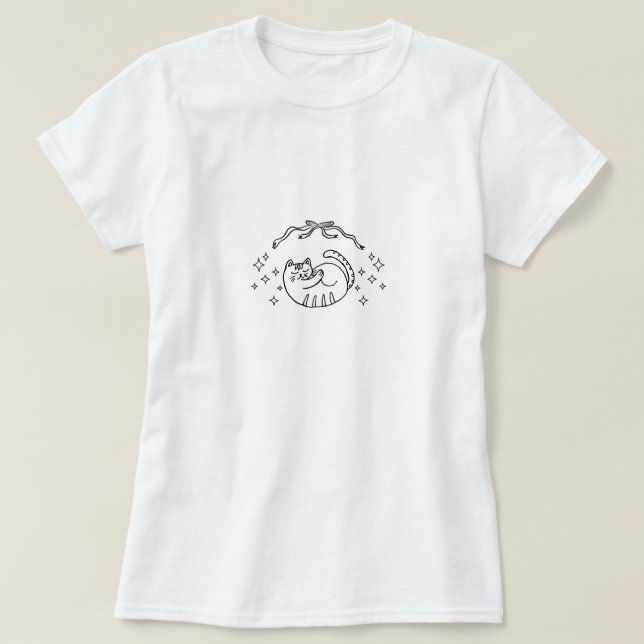 T-shirt Whimsical Sleepy Cat (Design devant)