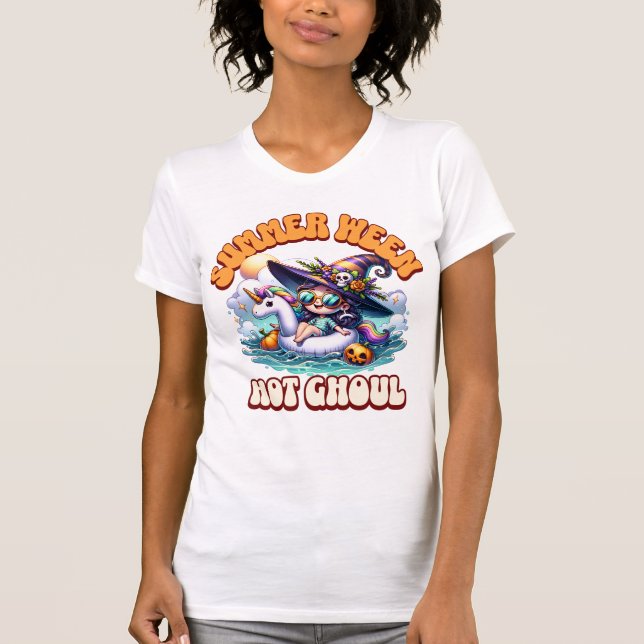 T-shirt Whimsical Summerween Ghoul on Unicorn Float (Devant)
