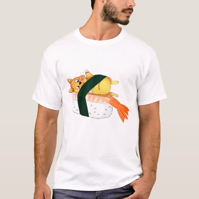 T-shirt Whimsical Sushi Cats : Nerdy Charm Amusant et mign (Devant)
